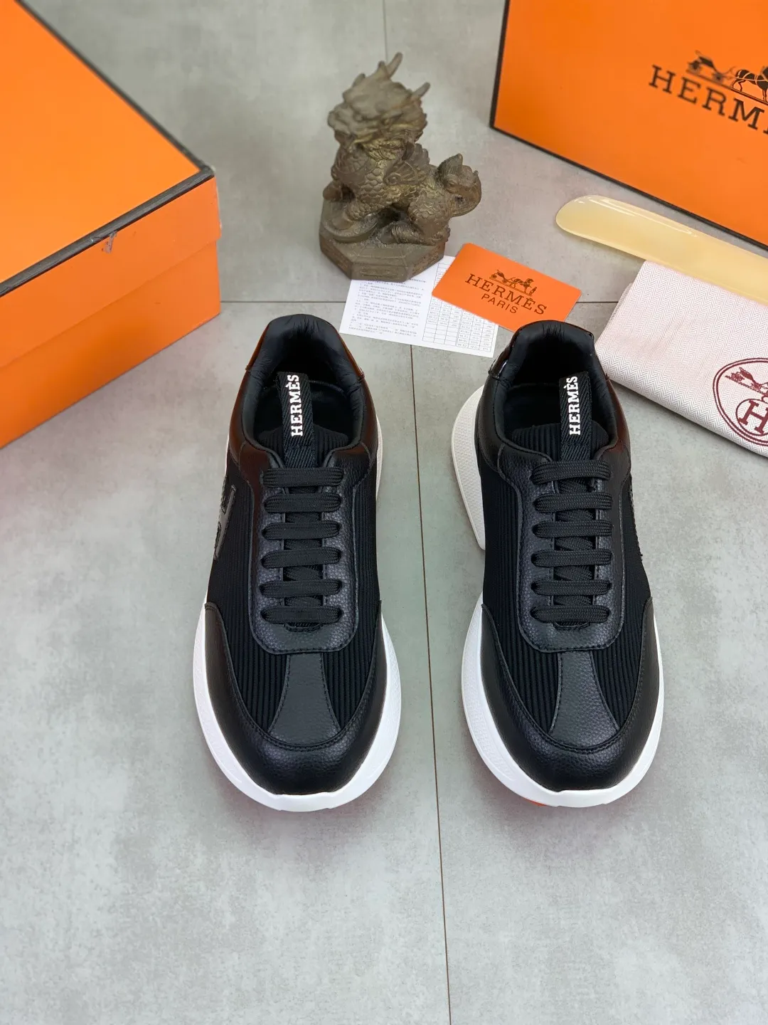 Men's men's shoes P460 new style [HERMES] Hermès - High-end quality original order - Upper: 🔝Nappa calfskin, sewn brand 'H' totem - Inner: water-dyed cowhide - Outsole: ultra-light TPU foam; molded outsole - Ultra-high quality control·Fine workmanship: highlighted (high-end·nobility·grade) -Size: 38-44 (45 can be customized)·